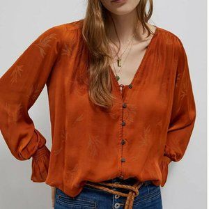 Anthropologie Liora Embroidered Button Down Blouse | Size M